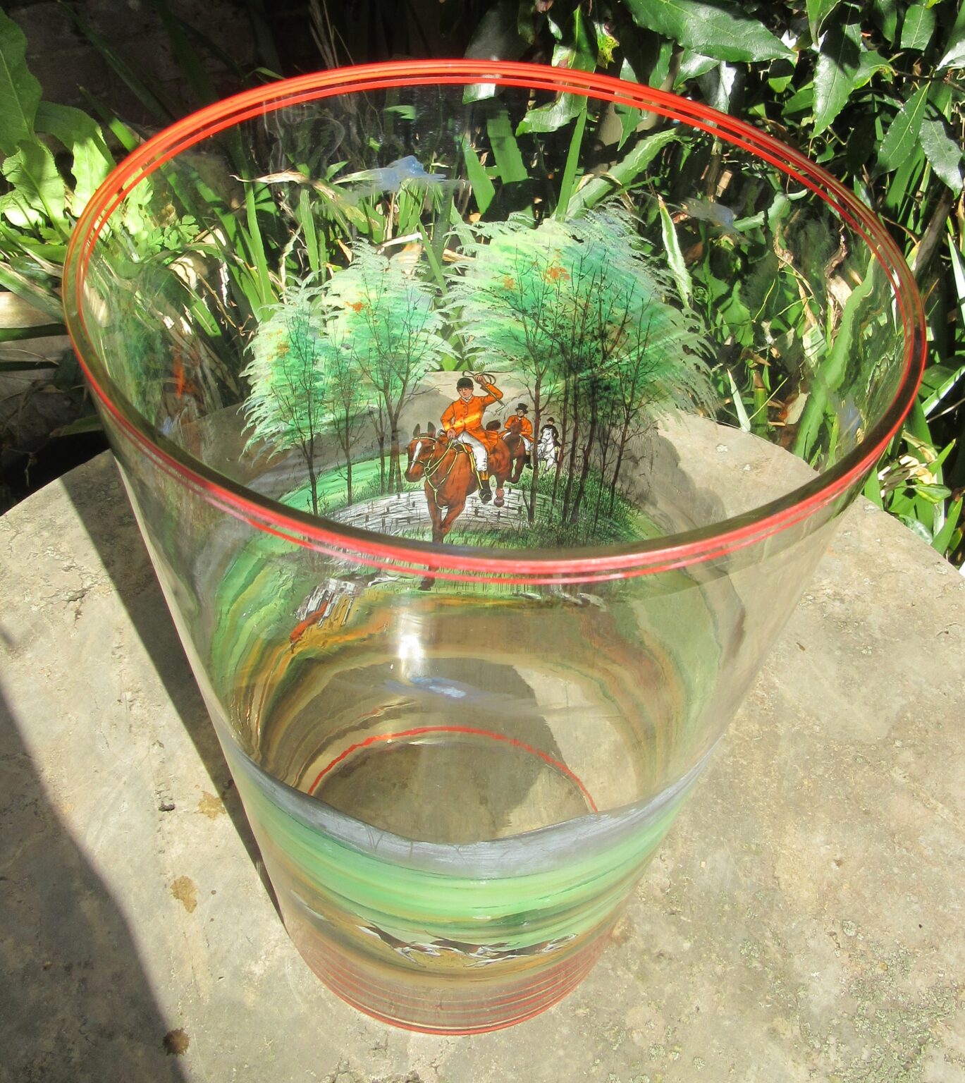 LARGE 1920s ENGLISH HUNTING GLASS VASE Shaun King Antiques